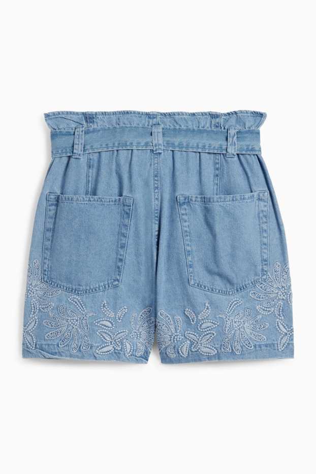 Dona - Texans curts - high waist - texà blau clar
