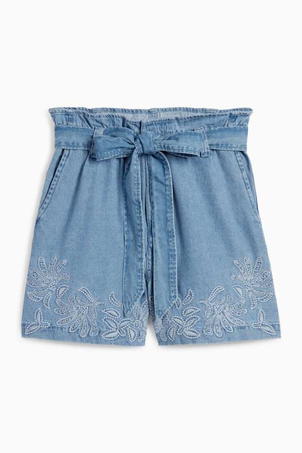 Dona - Texans curts - high waist - texà blau clar