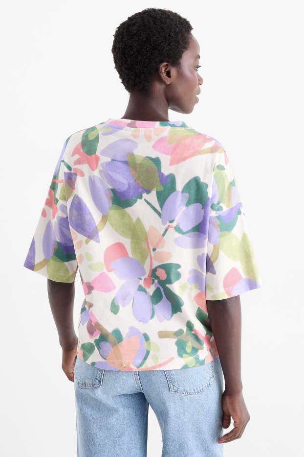 Femmes - T-shirt - regular fit - à fleurs - coloré
