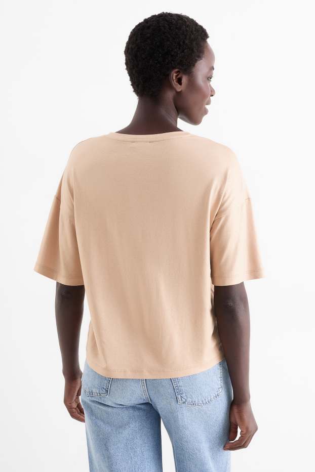 Dona - Samarreta de mànigues curtes - brillant - beix