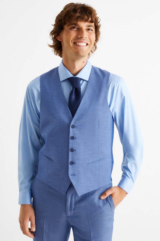 Herren - Anzug mit Krawatte - Regular Fit - Flex - 4 Way Stretch - blau