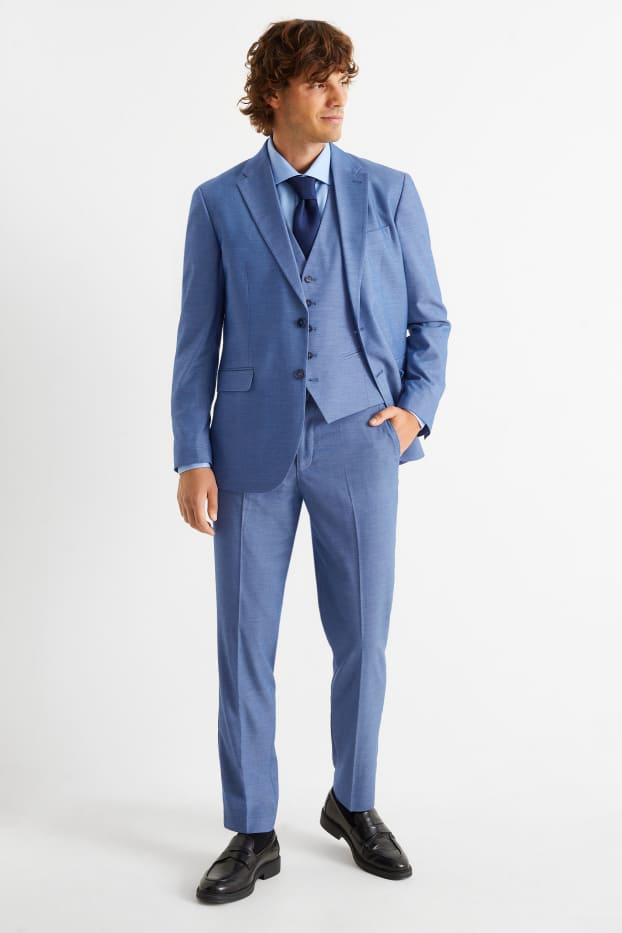 Herren - Anzug mit Krawatte - Regular Fit - Flex - 4 Way Stretch - blau