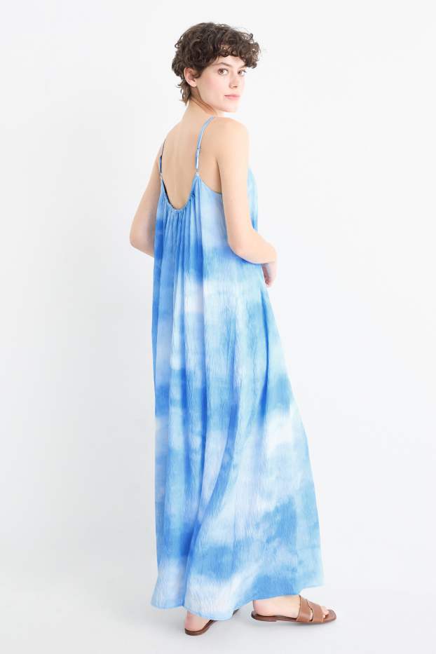 Damen - A-Linien Kleid - gemustert - blau
