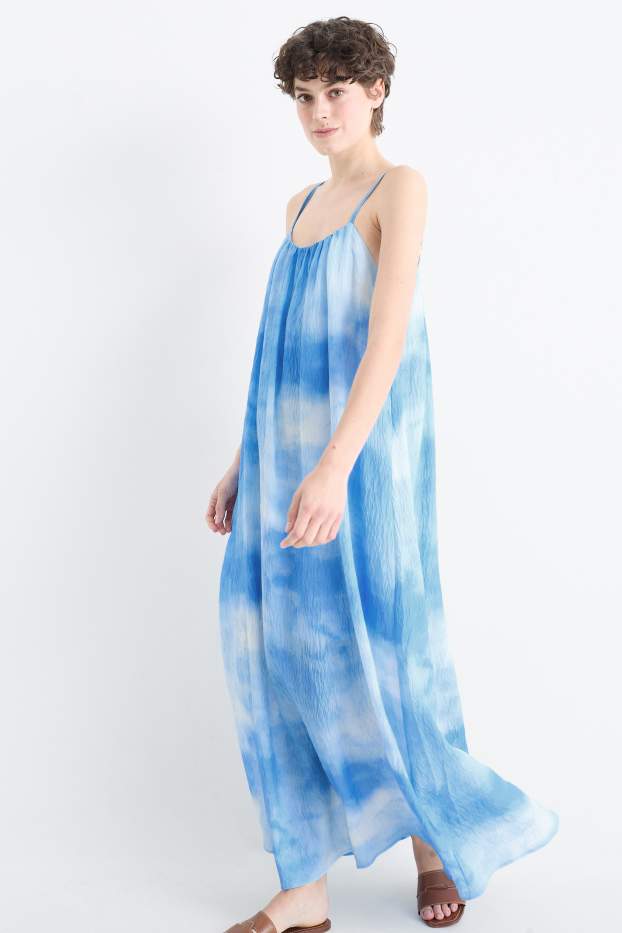 Damen - A-Linien Kleid - gemustert - blau