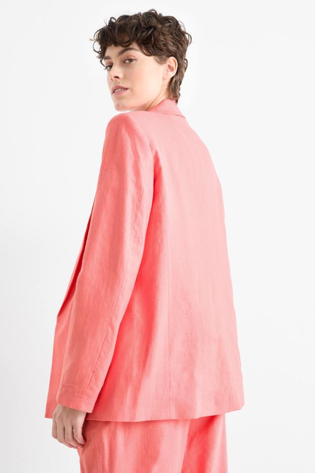 Donna - Blazer lungo - relaxed fit - misto lino - rosa