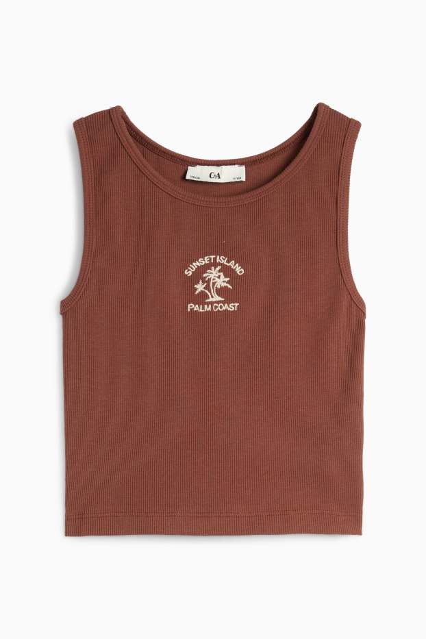 Kinder Mädchen - Top - gerippt - braun