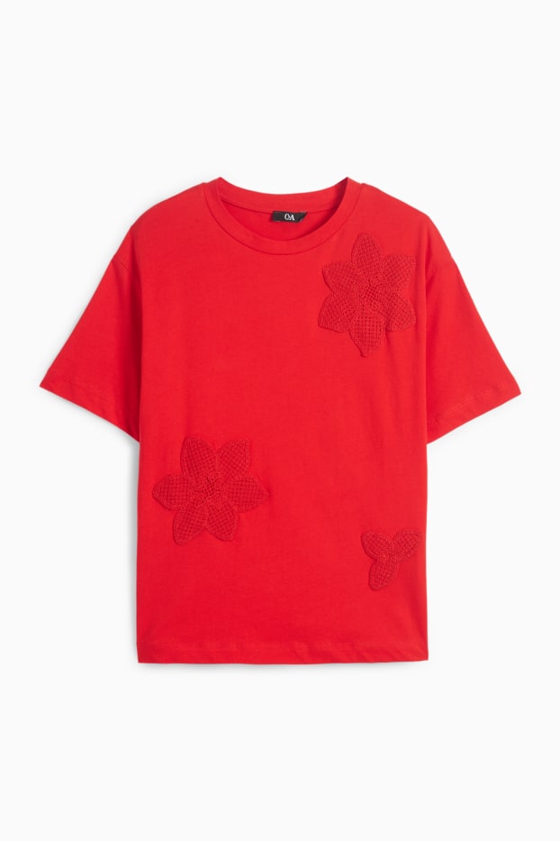 Damen - T-Shirt - Relaxed Fit - rot