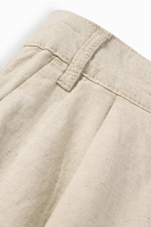 Dámské - Šortky - mid waist - lněná směs - béžová
