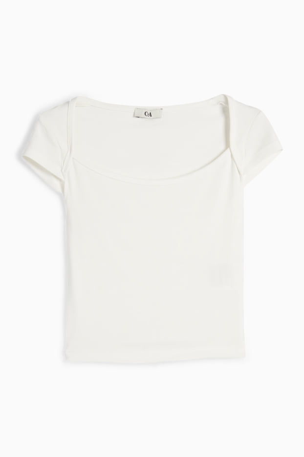 Femei - Tricou crop - alb