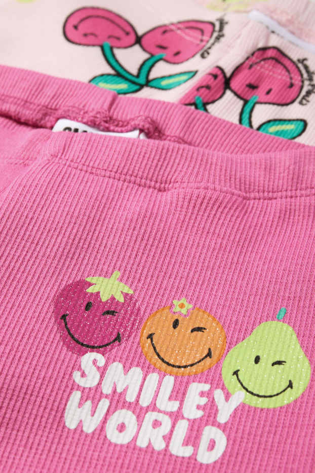 Enfants filles - Lot de 2 - SmileyWorld® - cyclistes - côtelés - rose