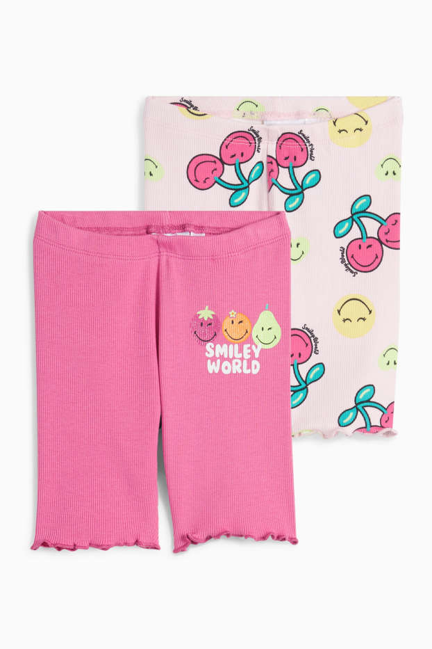 Enfants filles - Lot de 2 - SmileyWorld® - cyclistes - côtelés - rose
