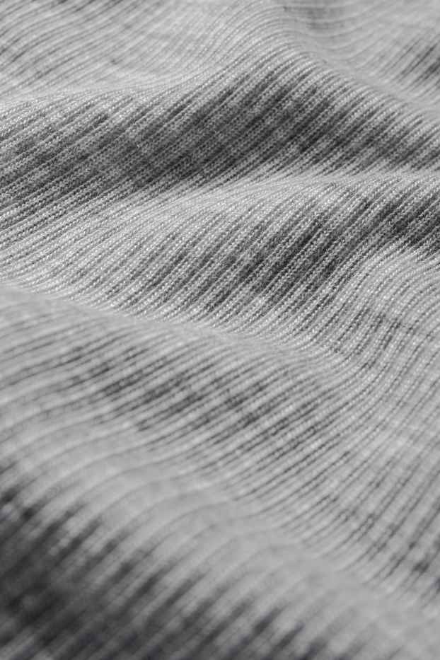 Femmes - T-shirt basique à col V - regular fit - côtelé - gris chiné