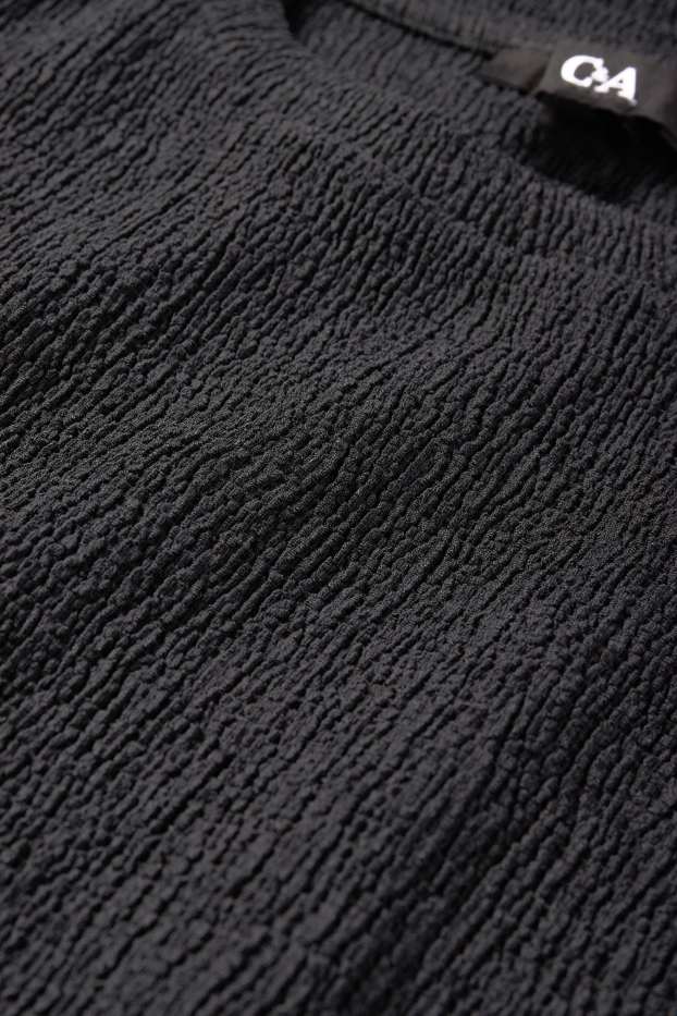 Donna - T-shirt - slim fit - tessuto tramato - nero