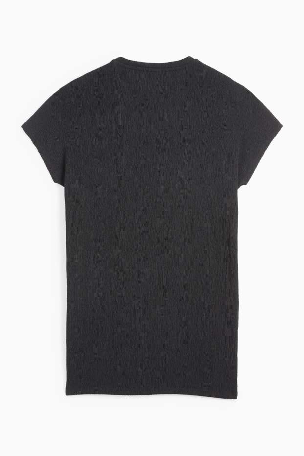 Donna - T-shirt - slim fit - tessuto tramato - nero