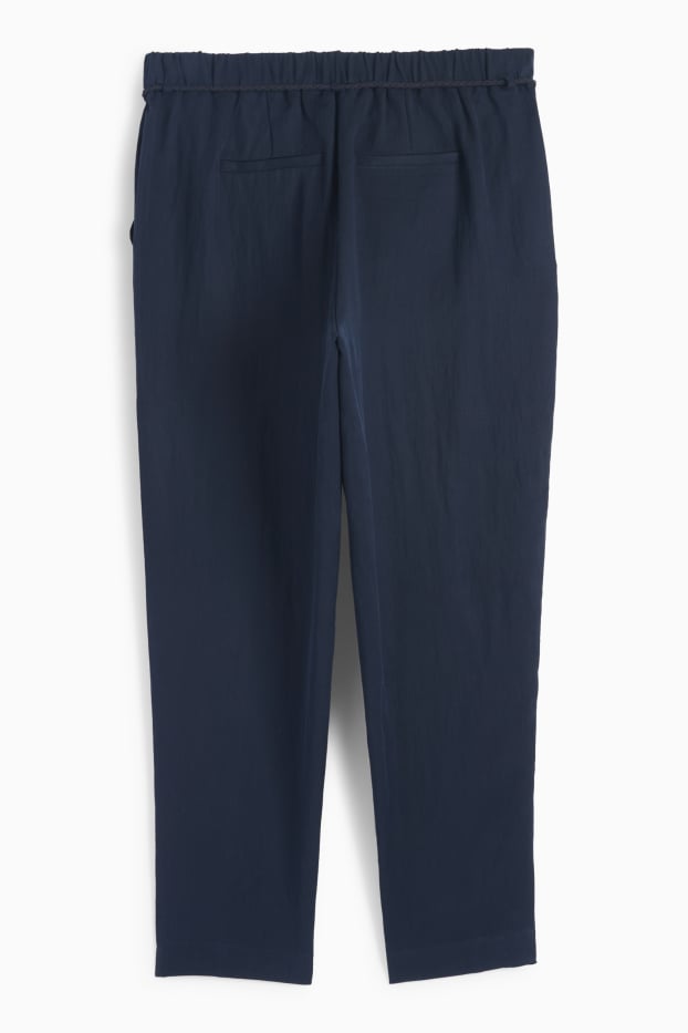Dames - Pantalon - high waist - tapered fit - donkerblauw