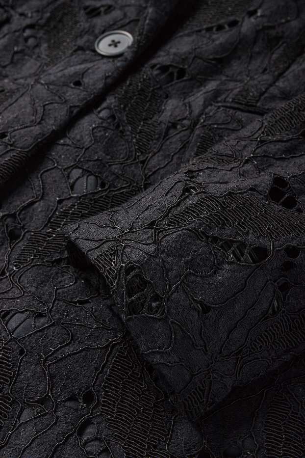 Women - Long lace blazer - relaxed fit - black
