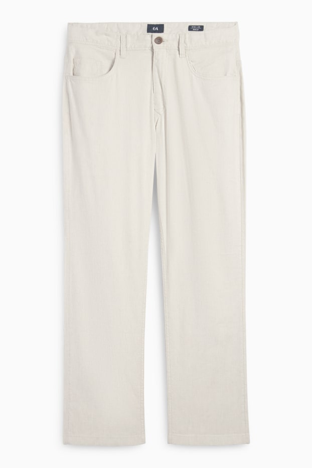 Herren - Hose - Regular Fit - Leinen-Mix - hellbeige