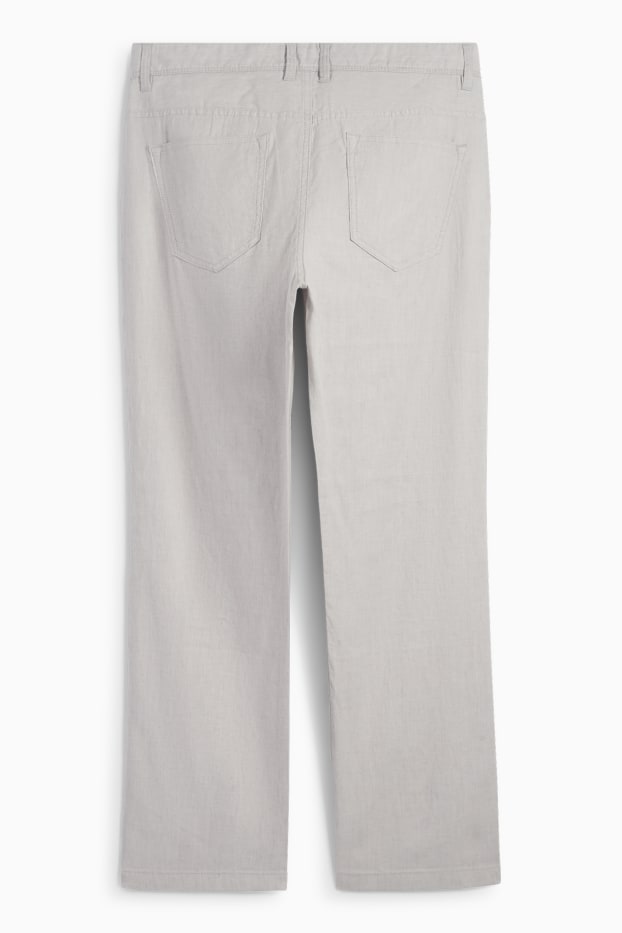 Bărbați - Pantaloni - regular fit - amestec de in - gri