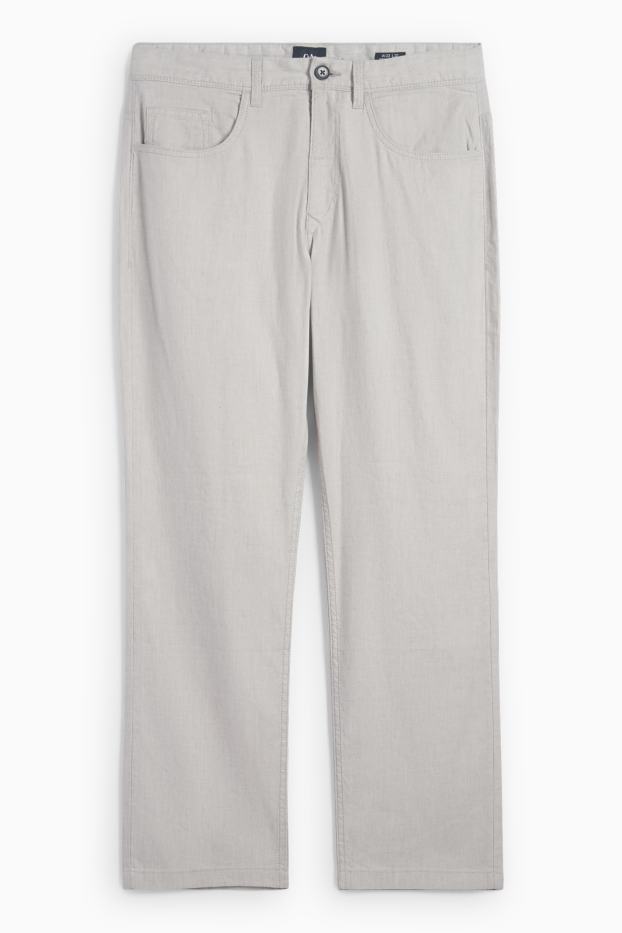 Bărbați - Pantaloni - regular fit - amestec de in - gri