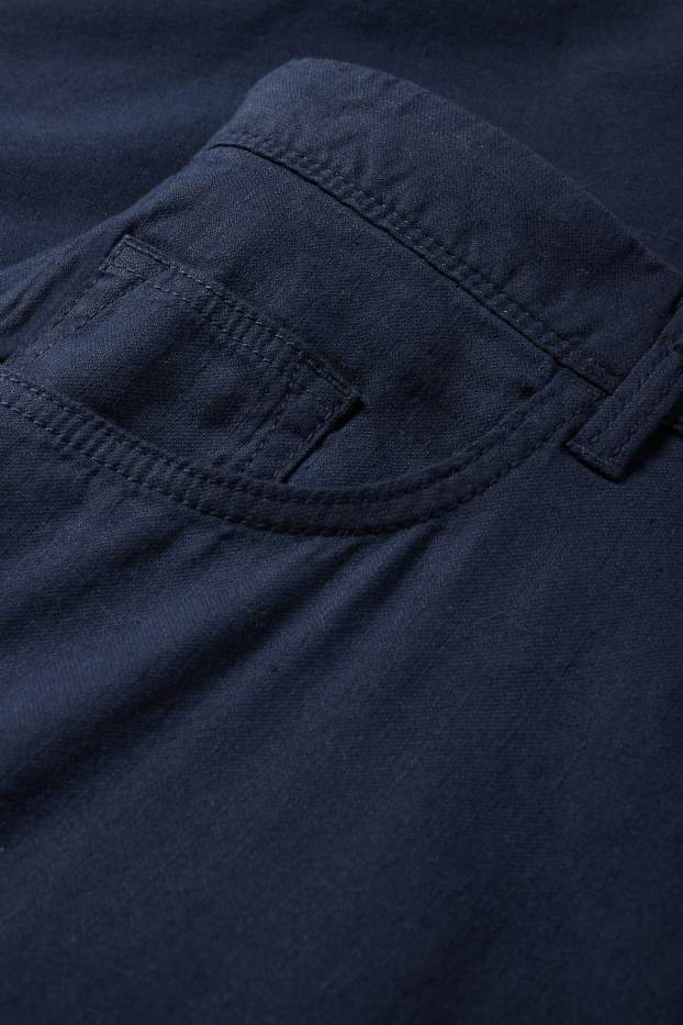Men - Trousers - regular fit - linen blend - dark blue