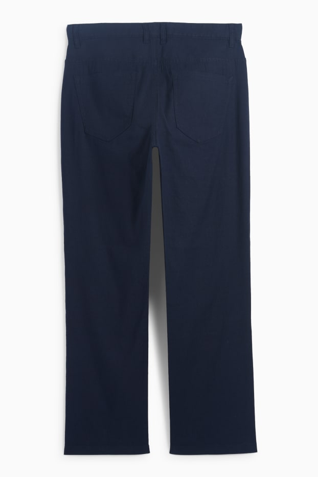 Men - Trousers - regular fit - linen blend - dark blue