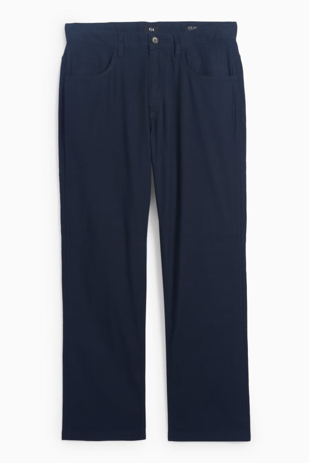 Men - Trousers - regular fit - linen blend - dark blue