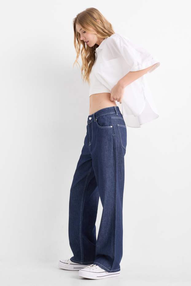 Femmes - Jean baggy - mid waist - jean bleu foncé