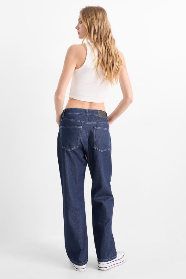 Femmes - Jean baggy - mid waist - jean bleu foncé