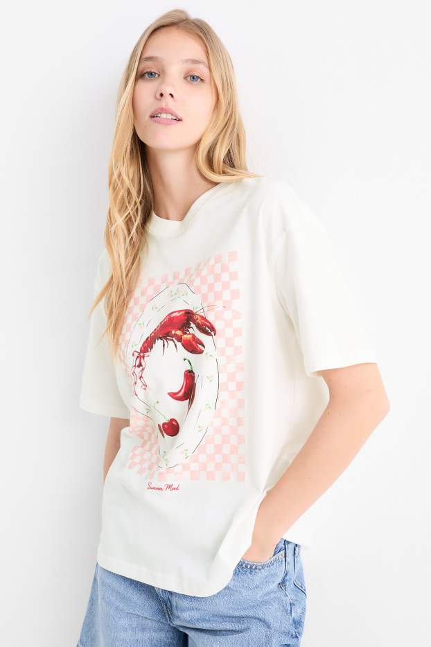 Women - T-shirt - oversized - white