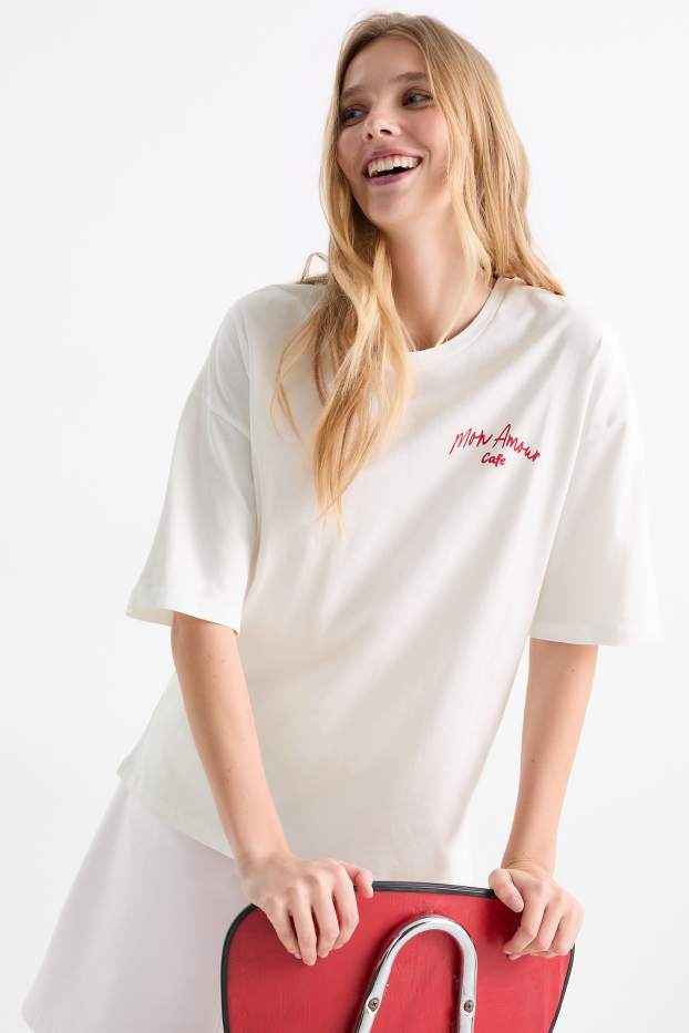 Dames - T-shirt - oversized - wit