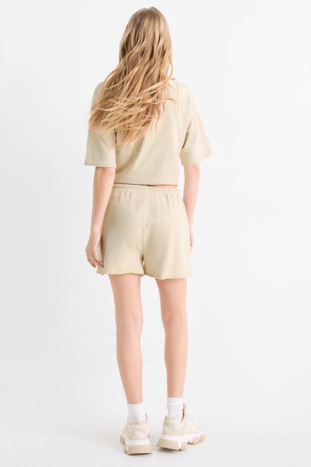 Femmes - Short en molleton - beige