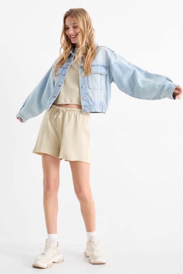 Femmes - Short en molleton - beige