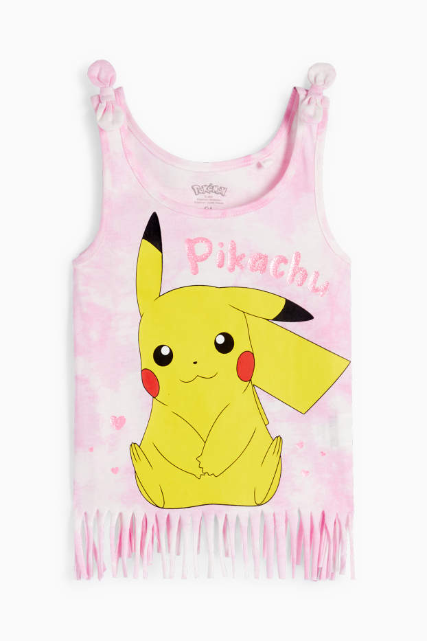 Bambine - Pokémon - Pikachu - top con frange - fantasia - rosa