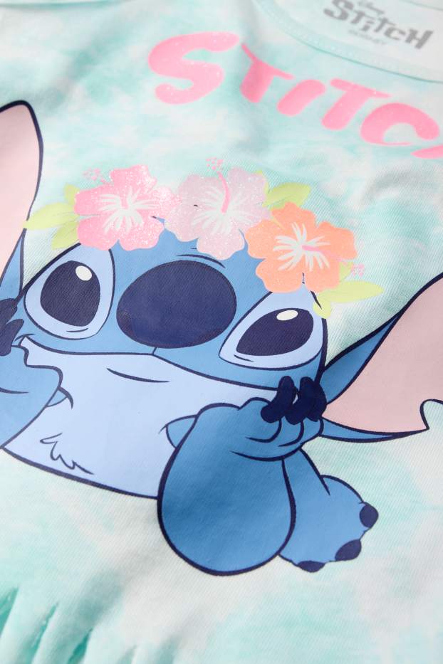 Children Girls - Lilo & Stitch - fringed top - patterned - turquoise