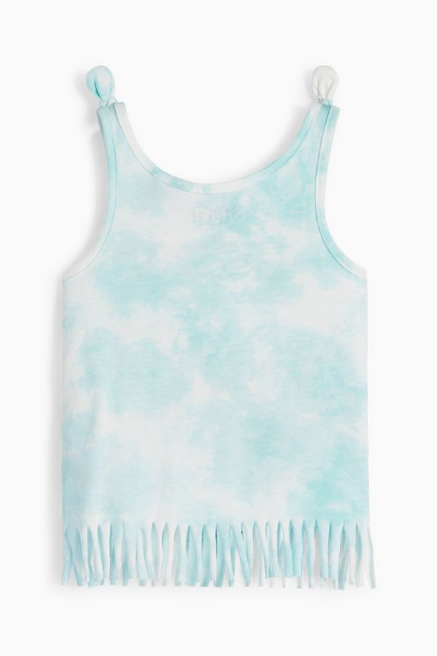 Children Girls - Lilo & Stitch - fringed top - patterned - turquoise