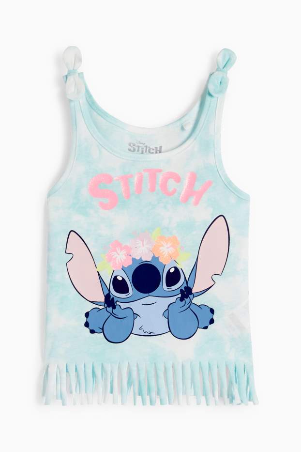 Children Girls - Lilo & Stitch - fringed top - patterned - turquoise