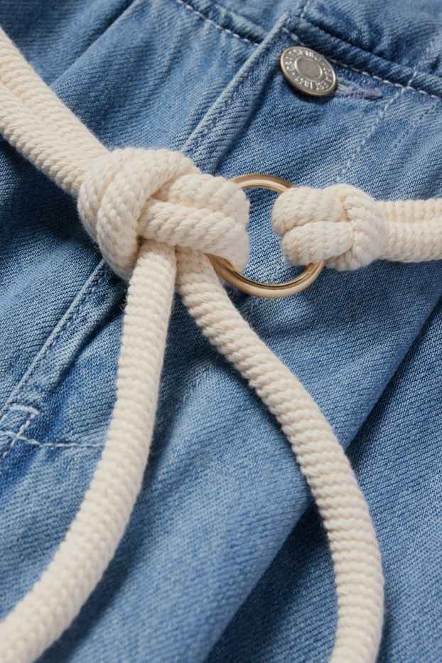 Damen - Jeans-Jumpsuit mit Gürtel - helljeansblau