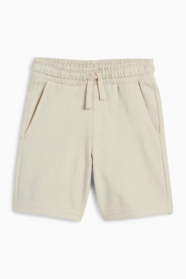 Children Boys - Bermuda shorts - textured - light beige