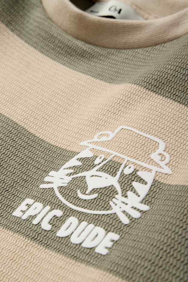 Kinder Buben - Tiger - Sweatshirt - gestreift - strukturiert - beige