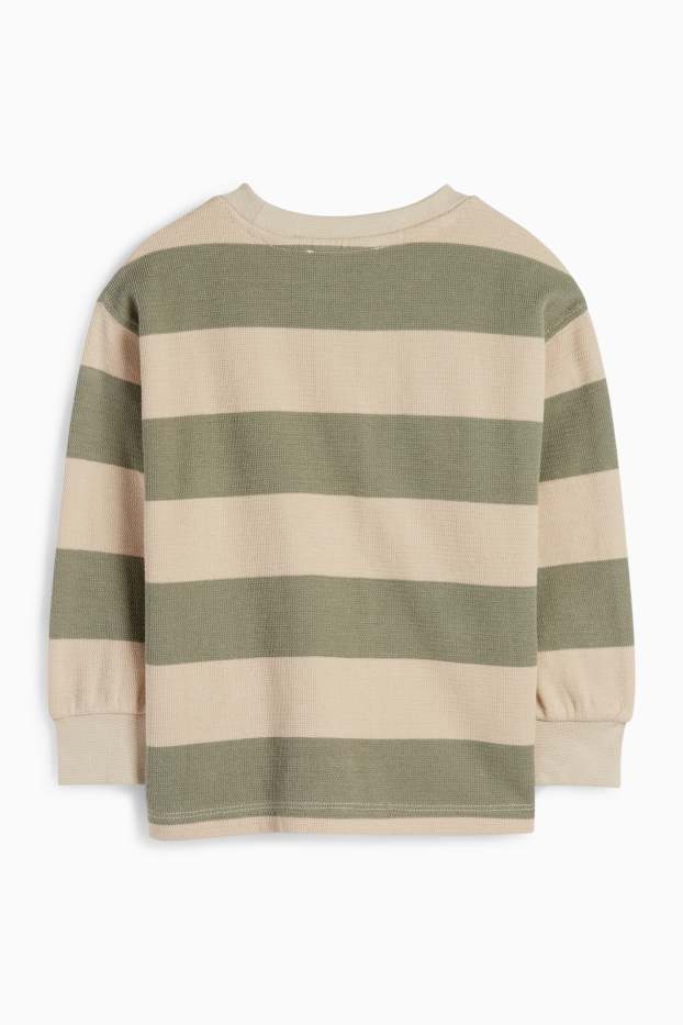 Kinder Buben - Tiger - Sweatshirt - gestreift - strukturiert - beige