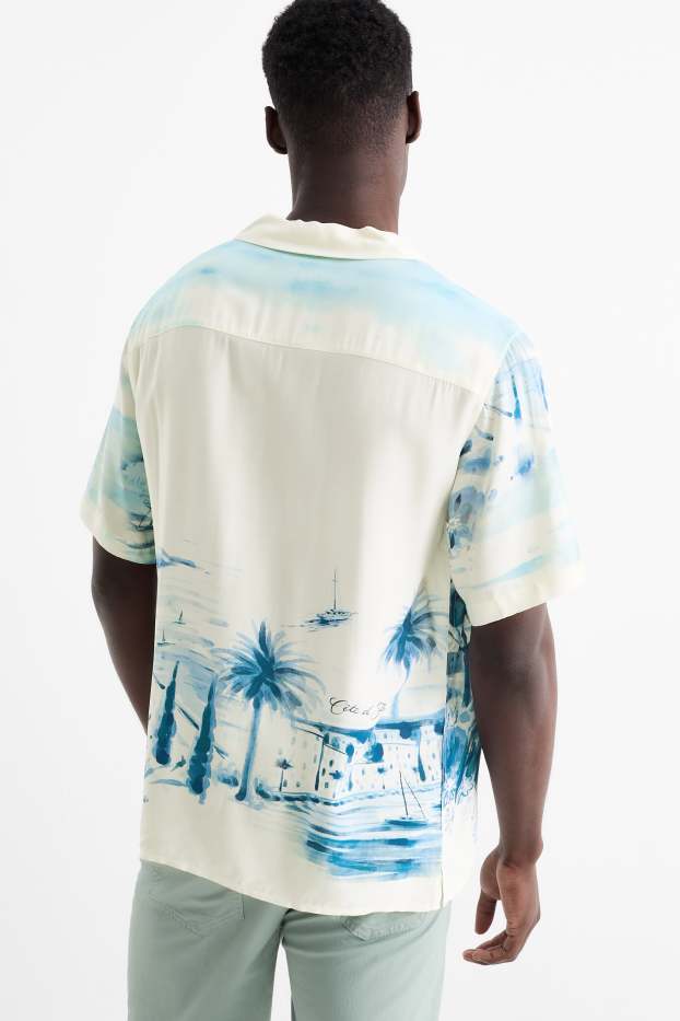 Home - Camisa - regular fit - coll solapa - estampada - blanc trencat