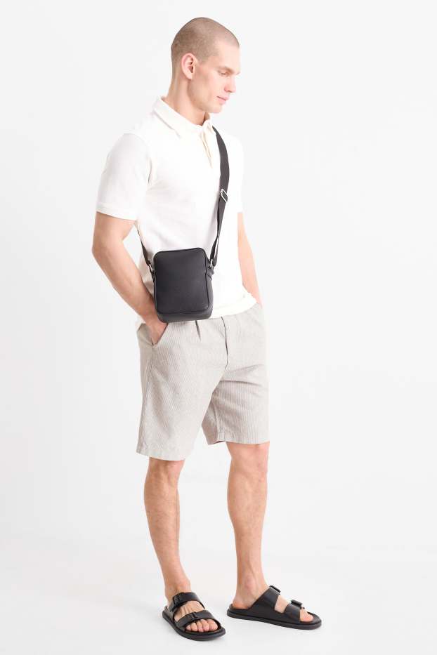 Herren - Shorts - Leinen-Mix - gestreift - hellgrau