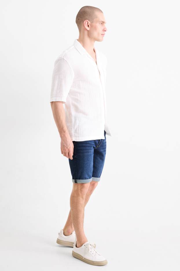 Bărbați - Pantaloni scurți de blugi - LYCRA® - denim-albastru închis