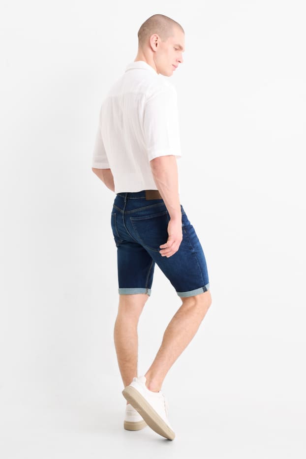 Bărbați - Pantaloni scurți de blugi - LYCRA® - denim-albastru închis