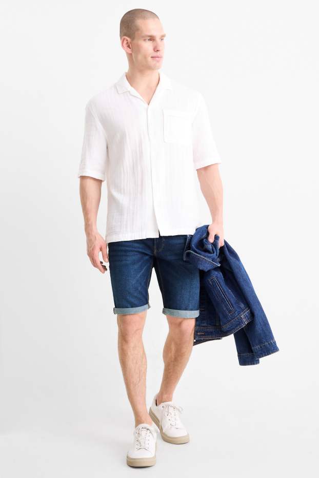 Bărbați - Pantaloni scurți de blugi - LYCRA® - denim-albastru închis