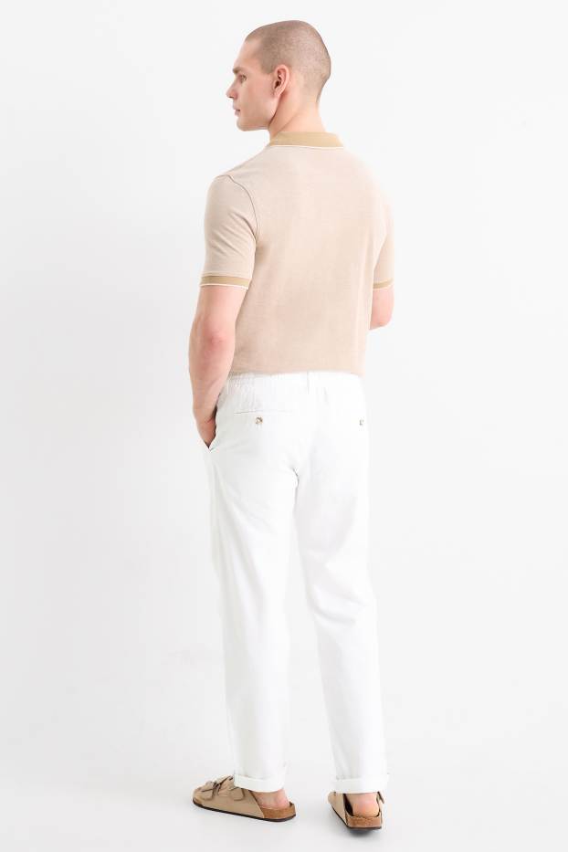 Hommes - Chino avec teneur en lin - tapered fit - blanc