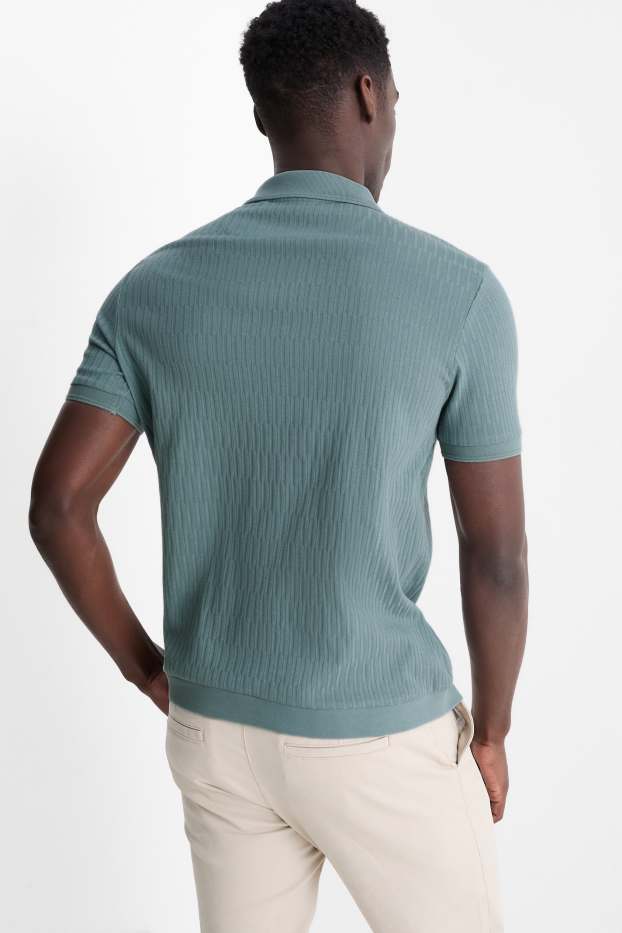 Men - Polo shirt - textured - green
