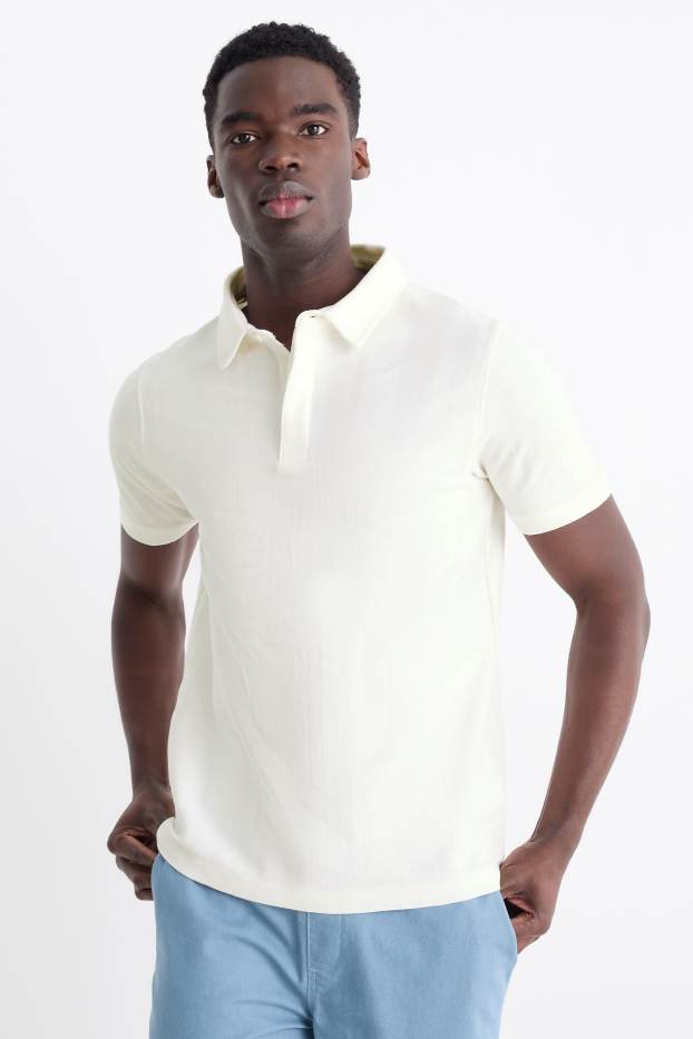 Home - Polo - texturat - blanc trencat