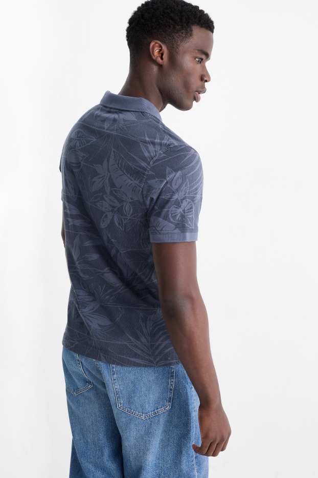 Hommes - Polo - à motif - bleu foncé