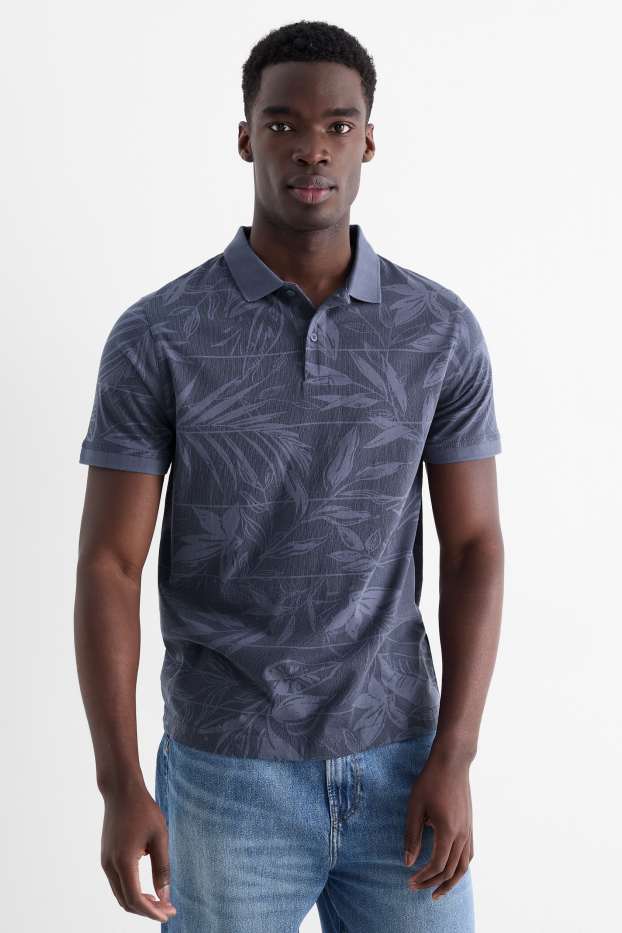 Hommes - Polo - à motif - bleu foncé